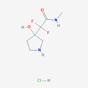 molecular formula C7H13ClF2N2O2 B2542173 2,2-Difluoro-2-(3-hydroxypyrrolidin-3-yl)-N-methylacetamide hydrochloride CAS No. 2230798-43-1