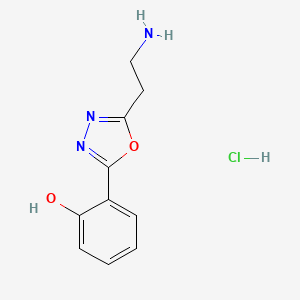 molecular formula C10H12ClN3O2 B2542183 2-(5-(2-Aminoethyl)-1,3,4-oxadiazol-2-yl)phenol hydrochloride CAS No. 1630763-49-3