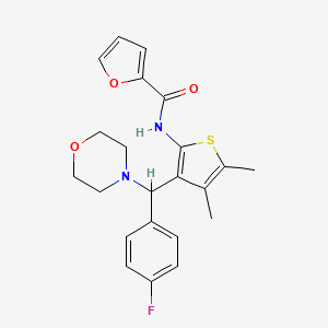 molecular formula C22H23FN2O3S B2542185 N-[3-[(4-fluorophenyl)-morpholin-4-ylmethyl]-4,5-dimethylthiophen-2-yl]furan-2-carboxamide CAS No. 618405-79-1