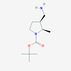 molecular formula C11H22N2O2 B2542202 顺式-叔丁基3-(氨基甲基)-2-甲基吡咯烷-1-羧酸酯 CAS No. 1931924-31-0