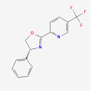 molecular formula C15H11F3N2O B2542203 (R)-4-苯基-2-(5-(三氟甲基)吡啶-2-基)-4,5-二氢恶唑 CAS No. 1835671-08-3