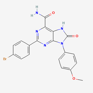 molecular formula C19H14BrN5O3 B2542208 2-(4-bromophenyl)-9-(4-methoxyphenyl)-8-oxo-8,9-dihydro-7H-purine-6-carboxamide CAS No. 888426-04-8