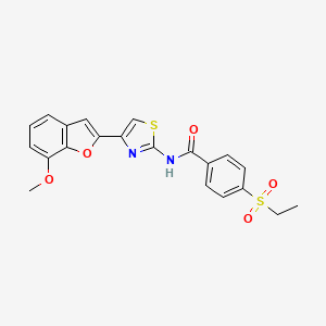molecular formula C21H18N2O5S2 B2542210 4-(ethylsulfonyl)-N-(4-(7-methoxybenzofuran-2-yl)thiazol-2-yl)benzamide CAS No. 921568-44-7