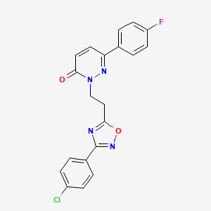 molecular formula C20H14ClFN4O2 B2542215 2-[2-[3-(4-氯苯基)-1,2,4-恶二唑-5-基]乙基]-6-(4-氟苯基)吡啶并嘧啶-3-酮 CAS No. 1113108-17-0