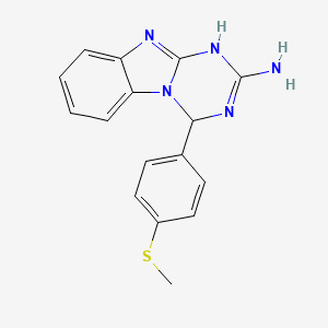 molecular formula C16H15N5S B2542220 4-[4-(甲硫基)苯基]-1,4-二氢[1,3,5]三嗪并[1,2-a]苯并咪唑-2-胺 CAS No. 452285-32-4