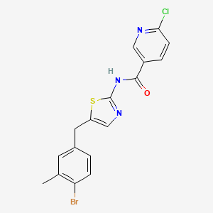 molecular formula C17H13BrClN3OS B2542236 N-[5-[(4-bromo-3-methylphenyl)methyl]-1,3-thiazol-2-yl]-6-chloropyridine-3-carboxamide CAS No. 1365632-49-0
