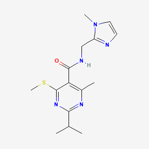 molecular formula C15H21N5OS B2542239 4-Methyl-N-[(1-methylimidazol-2-yl)methyl]-6-methylsulfanyl-2-propan-2-ylpyrimidine-5-carboxamide CAS No. 1436236-98-4