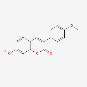 molecular formula C18H16O4 B2542241 7-羟基-3-(4-甲氧基苯基)-4,8-二甲基-2H-色烯-2-酮 CAS No. 890631-89-7