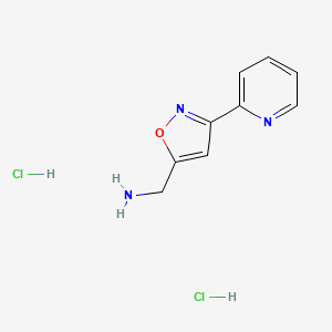 molecular formula C9H11Cl2N3O B2542249 (3-(Pyridin-2-yl)isoxazol-5-yl)methanamine dihydrochloride CAS No. 1609400-00-1