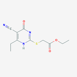 molecular formula C11H13N3O3S B254225 ethyl 2-[(5-cyano-6-ethyl-4-oxo-1H-pyrimidin-2-yl)sulfanyl]acetate 