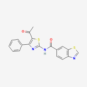 molecular formula C19H13N3O2S2 B2542260 N-(5-acetyl-4-phenyl-1,3-thiazol-2-yl)-1,3-benzothiazole-6-carboxamide CAS No. 681167-92-0