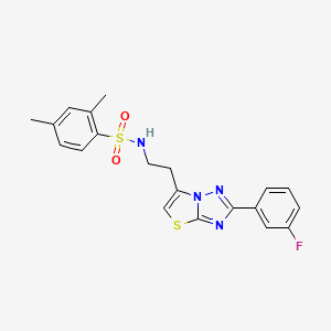 molecular formula C20H19FN4O2S2 B2542264 N-(2-(2-(3-fluorophenyl)thiazolo[3,2-b][1,2,4]triazol-6-yl)ethyl)-2,4-dimethylbenzenesulfonamide CAS No. 946206-66-2