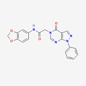molecular formula C20H15N5O4 B2542265 N-(1,3-benzodioxol-5-yl)-2-(4-oxo-1-phenylpyrazolo[3,4-d]pyrimidin-5-yl)acetamide CAS No. 723333-65-1