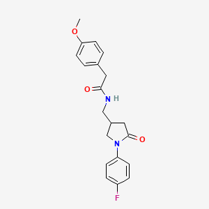 molecular formula C20H21FN2O3 B2542269 N-((1-(4-fluorophenyl)-5-oxopyrrolidin-3-yl)methyl)-2-(4-methoxyphenyl)acetamide CAS No. 954704-04-2