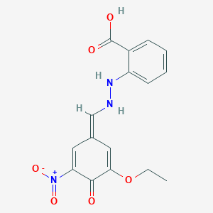 molecular formula C16H15N3O6 B254227 2-[2-[(Z)-(3-ethoxy-5-nitro-4-oxocyclohexa-2,5-dien-1-ylidene)methyl]hydrazinyl]benzoic acid 