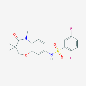 molecular formula C18H18F2N2O4S B2542279 2,5-二氟-N-(3,3,5-三甲基-4-氧代-2,3,4,5-四氢苯并[b][1,4]恶氮杂卓-8-基)苯磺酰胺 CAS No. 921903-24-4