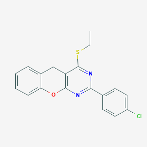 molecular formula C19H15ClN2OS B2542283 2-(4-chlorophenyl)-4-(ethylthio)-5H-chromeno[2,3-d]pyrimidine CAS No. 872207-65-3