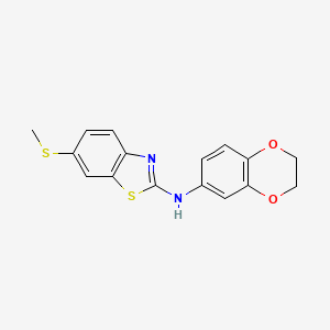 molecular formula C16H14N2O2S2 B2542285 N-(2,3-dihydrobenzo[b][1,4]dioxin-6-yl)-6-(methylthio)benzo[d]thiazol-2-amine CAS No. 891083-80-0