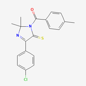 molecular formula C19H17ClN2OS B2542291 (4-(4-氯苯基)-2,2-二甲基-5-硫代氧-2,5-二氢-1H-咪唑-1-基)(对甲苯基)甲酮 CAS No. 1223911-10-1