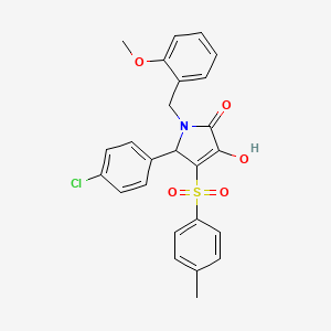 molecular formula C25H22ClNO5S B2542294 5-(4-chlorophenyl)-3-hydroxy-1-(2-methoxybenzyl)-4-tosyl-1H-pyrrol-2(5H)-one CAS No. 1358400-89-1