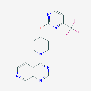 molecular formula C17H15F3N6O B2542298 4-[4-[4-(Trifluoromethyl)pyrimidin-2-yl]oxypiperidin-1-yl]pyrido[3,4-d]pyrimidine CAS No. 2380097-27-6