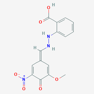 molecular formula C15H13N3O6 B254230 2-[2-[(Z)-(3-methoxy-5-nitro-4-oxocyclohexa-2,5-dien-1-ylidene)methyl]hydrazinyl]benzoic acid 