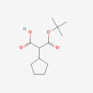 molecular formula C12H20O4 B2542305 3-(叔丁氧基)-2-环戊基-3-氧代丙酸 CAS No. 1955560-75-4