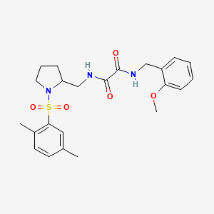 molecular formula C23H29N3O5S B2542307 N1-((1-((2,5-dimethylphenyl)sulfonyl)pyrrolidin-2-yl)methyl)-N2-(2-methoxybenzyl)oxalamide CAS No. 896289-35-3