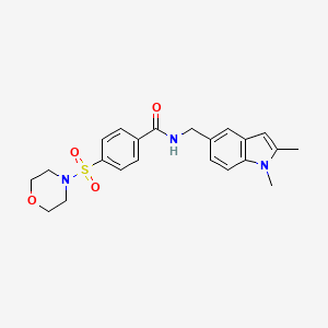 molecular formula C22H25N3O4S B2542309 N-[(1,2-dimethylindol-5-yl)methyl]-4-morpholin-4-ylsulfonylbenzamide CAS No. 852137-83-8