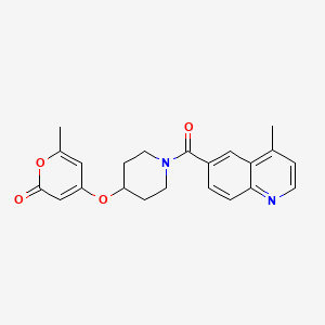 molecular formula C22H22N2O4 B2542318 6-methyl-4-((1-(4-methylquinoline-6-carbonyl)piperidin-4-yl)oxy)-2H-pyran-2-one CAS No. 1795301-47-1