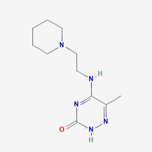 molecular formula C11H19N5O B254234 6-methyl-5-{[2-(1-piperidinyl)ethyl]amino}-1,2,4-triazin-3(2H)-one 