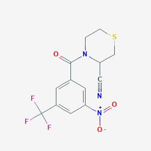 molecular formula C13H10F3N3O3S B2542344 4-[3-Nitro-5-(trifluoromethyl)benzoyl]thiomorpholine-3-carbonitrile CAS No. 1935697-63-4