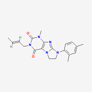 molecular formula C20H23N5O2 B2542347 3-((2E)but-2-enyl)-8-(2,4-dimethylphenyl)-1-methyl-1,3,5-trihydroimidazolidino [1,2-h]purine-2,4-dione CAS No. 941951-13-9