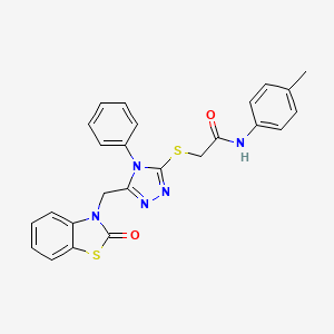 molecular formula C25H21N5O2S2 B2542352 2-((5-((2-氧代苯并[d]噻唑-3(2H)-基)甲基)-4-苯基-4H-1,2,4-三唑-3-基)硫代)-N-(对甲苯基)乙酰胺 CAS No. 847402-02-2