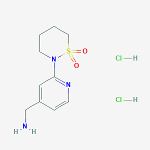molecular formula C10H17Cl2N3O2S B2542357 [2-(1,1-二氧噻嗪-2-基)吡啶-4-基]甲胺；二盐酸盐 CAS No. 2251054-01-8