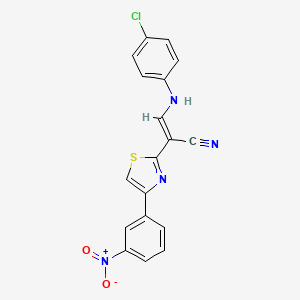 molecular formula C18H11ClN4O2S B2542363 (E)-3-((4-chlorophényl)amino)-2-(4-(3-nitrophényl)thiazol-2-yl)acrylonitrile CAS No. 374090-94-5