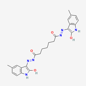 molecular formula C25H26N6O4 B2542368 N'~1~-[(3E)-5-methyl-2-oxo-1,2-dihydro-3H-indol-3-ylidene]-N'~7~-[(3Z)-5-methyl-2-oxo-1,2-dihydro-3H-indol-3-ylidene]heptanedihydrazide CAS No. 488716-05-8