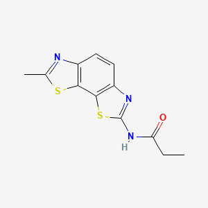 molecular formula C12H11N3OS2 B2542379 N-(7-methyl-2-thiazolo[4,5-g][1,3]benzothiazolyl)propanamide CAS No. 327038-67-5