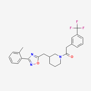 molecular formula C24H24F3N3O2 B2542382 1-(3-((3-(o-Tolyl)-1,2,4-oxadiazol-5-yl)methyl)piperidin-1-yl)-2-(3-(trifluoromethyl)phenyl)ethanone CAS No. 2034362-74-6