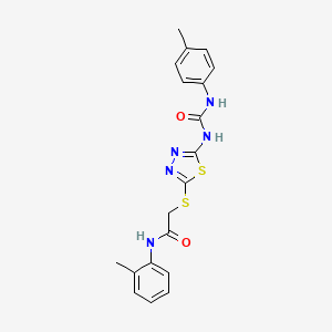 molecular formula C19H19N5O2S2 B2542386 N-(2-methylphenyl)-2-[[5-[(4-methylphenyl)carbamoylamino]-1,3,4-thiadiazol-2-yl]sulfanyl]acetamide CAS No. 946215-84-5