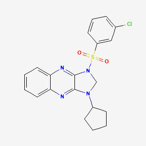 molecular formula C20H19ClN4O2S B2542401 1-((3-クロロフェニル)スルホニル)-3-シクロペンチル-2,3-ジヒドロ-1H-イミダゾ[4,5-b]キノキサリン CAS No. 844659-55-8