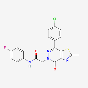 molecular formula C20H14ClFN4O2S B2542409 N-(4-fluorophényl)-2-(7-(4-chlorophényl)-2-méthyl-4-oxothiazolo[4,5-d]pyridazin-5(4H)-yl)acétamide CAS No. 941949-21-9