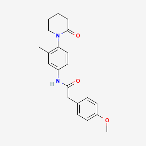 molecular formula C21H24N2O3 B2542417 2-(4-methoxyphenyl)-N-(3-methyl-4-(2-oxopiperidin-1-yl)phenyl)acetamide CAS No. 923081-88-3