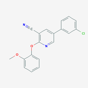 molecular formula C19H13ClN2O2 B2542426 5-(3-Chlorophenyl)-2-(2-methoxyphenoxy)pyridine-3-carbonitrile CAS No. 338964-18-4