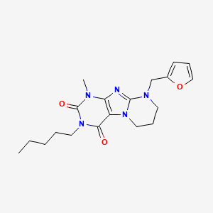 molecular formula C19H25N5O3 B2542428 9-(furan-2-ylméthyl)-1-méthyl-3-pentyl-6,7,8,9-tétrahydropyrimido[2,1-f]purine-2,4(1H,3H)-dione CAS No. 876150-98-0