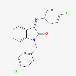 molecular formula C21H14Cl2N2O B2542434 1-(4-chlorobenzyl)-3-[(4-chlorophenyl)imino]-1,3-dihydro-2H-indol-2-one CAS No. 478031-79-7