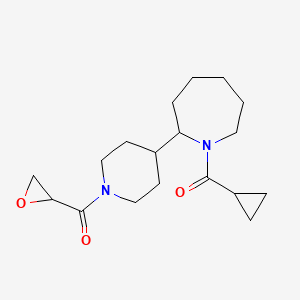 molecular formula C18H28N2O3 B2542435 Cyclopropyl-[2-[1-(oxirane-2-carbonyl)piperidin-4-yl]azepan-1-yl]methanone CAS No. 2411249-38-0