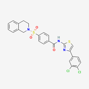 molecular formula C25H19Cl2N3O3S2 B2542443 N-[4-(3,4-dichlorophenyl)-1,3-thiazol-2-yl]-4-(3,4-dihydro-1H-isoquinolin-2-ylsulfonyl)benzamide CAS No. 361480-72-0