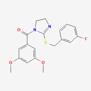 (3,5-dimethoxyphenyl)(2-((3-fluorobenzyl)thio)-4,5-dihydro-1H-imidazol-1-yl)methanone