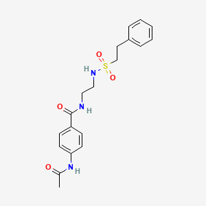 molecular formula C19H23N3O4S B2542452 4-乙酰氨基-N-(2-(2-苯乙基磺酰胺)乙基)苯甲酰胺 CAS No. 1091399-08-4
